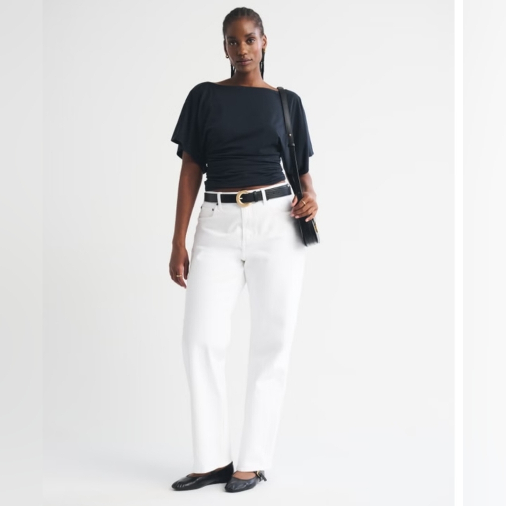 Abercrombie Curve Love High Rise 90s Distressed Hem Jeans
